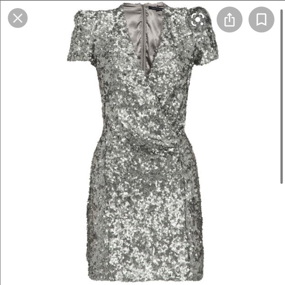 french connection silver sequin dress French Connection Silver Emille Sparkle Short Dress